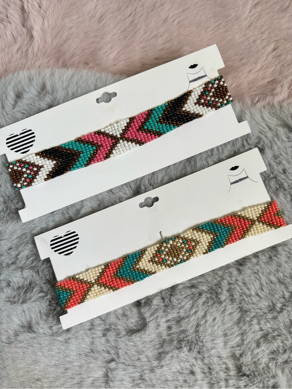 Beaded geometric colorful choker necklace bundle